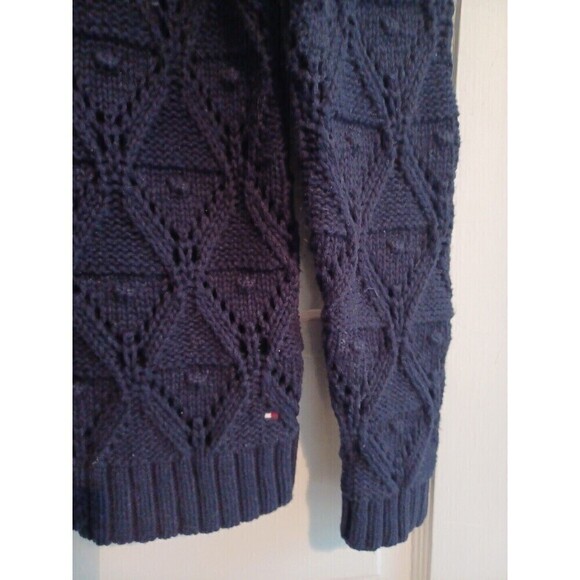 Tommy Hilfiger navy textured knit sweater womens S chunky loose weave pullover - Picture 4 of 13